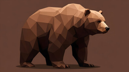 Naklejka premium Low poly geometric bear on a brown background