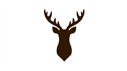 Stylized silhouette of a large male deer head facing forward with prominent antlers