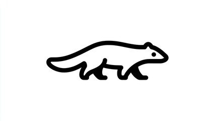 Stylized black outline drawing depicts a small, elongated mammal in profile view