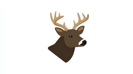 Male deer with prominent antlers is depicted in a simple side profile illustration