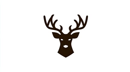 Stylized graphic representation of a male deer head with prominent antlers against a white background