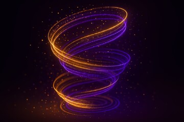 Purple and orange spiral with a lot of sparkles. The spiral is very large and the colors are very bright