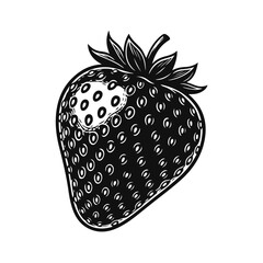 Strawberries with seeds and leaves. Fresh strawberries, sweet fruit, strawberry icon, summer berry