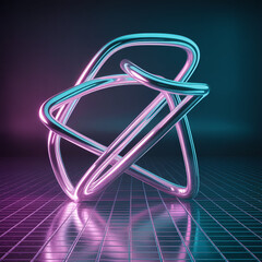 Abstrakte 3D-Neonform mit futuristischer Cyberpunk-&Auml;sthetik