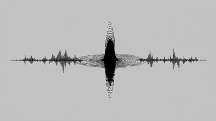 A sound wave graphic is reflected on water, creating ripples.