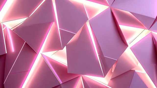 Geometric Abstraction: A captivating display of interlocking triangular forms, illuminated with soft, inviting light, presents a modern and artistic design. 