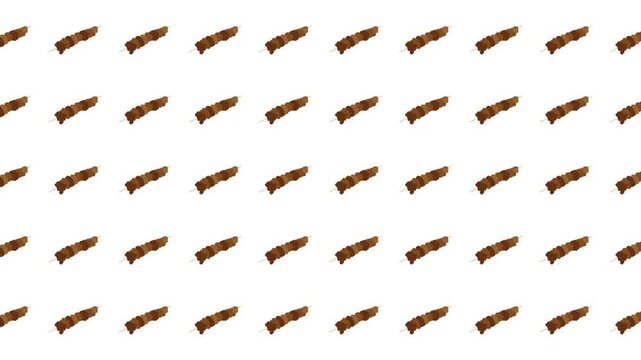 Repeating pattern of brown cloves on white background. Suitable for packaging design, kitchen decor, spice company branding, and food backgrounds.