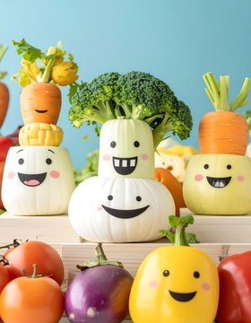 Vegetables with faces