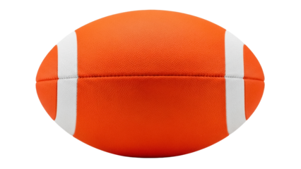 Orange American football isolated PNG, sports equipment for training and competition on transparent background