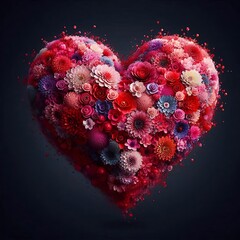 Floral heart shape for love and romance, a beautiful rose decoration for Valentine's Day