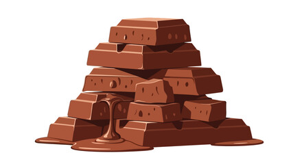 A delicious stack of chocolate bars with melting chocolate dripping down