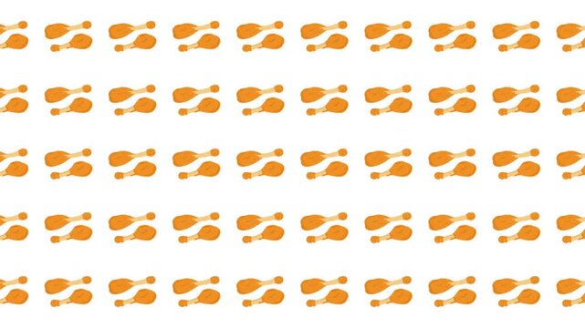 Repeating pattern of chicken legs on white background. Ideal for food blogs, restaurant menus, packaging design, or culinary websites.
