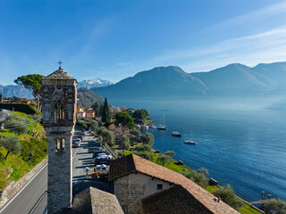 View of Comacina island from the village of Ossuccio on Lake Como