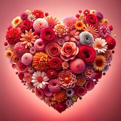 Floral heart shape for love and romance, a beautiful rose decoration for Valentine's Day