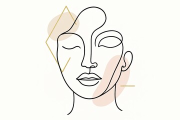 Minimalist Continuous Line Art Portrait with Abstract Shapes