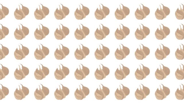Repeated pattern of garlic bulbs on white background. Perfect for food blogs, recipe books, culinary websites, or kitchenrelated designs.