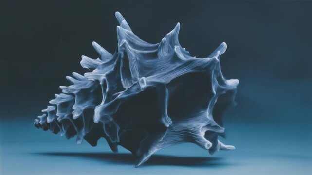 A surrealist depiction of an ornate shell rendered in subtle, monochromatic gradients