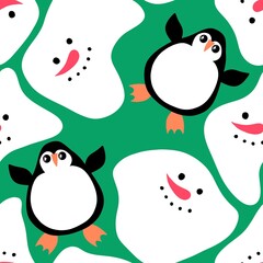 Christmas animals seamless penguin pattern for wrapping paper and fabrics and kids print