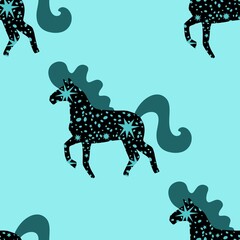 Christmas animals seamless horse pattern for wrapping paper and fabrics and party and kids print