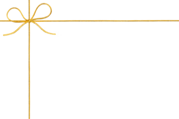 Golden Rope String with Knotted Bow in Corner Isolated on White and Png Transparent Background
