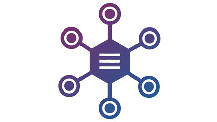 Abstract Hexagonal Network with Connecting Nodes and Central Text Element in Gradient Blue Purple Tones on Black Background Digital Art