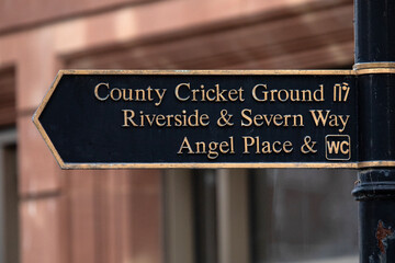 Signposts in the City of Worcester, UK