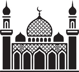 Taj Mahal silhouette vector illustration of a landmark mosque architecture building in India