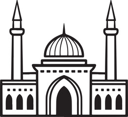 Silhouette of the Blue Mosque architecture and minaret in Istanbul, Turkey under the sky