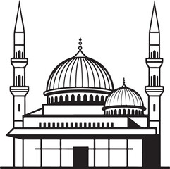 Blue mosque vector illustration showing domes and minarets in Istanbul