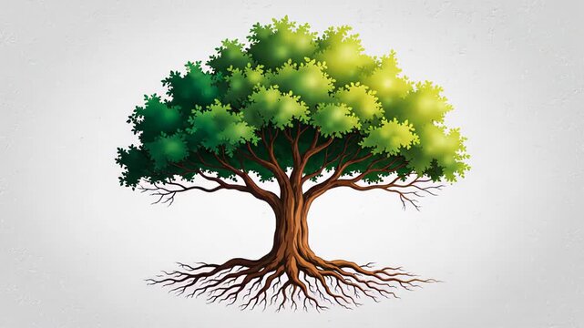 Evolution of Tree Growth from Roots to Lush Canopy Visualized Sequentially