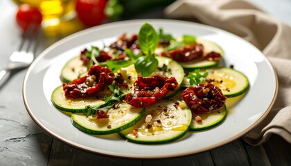 Zoodles with sun-dried tomatoes