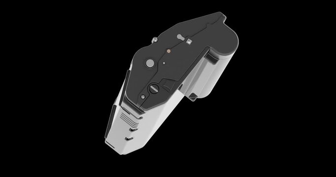 Laser printer toner cartridge rotation animation seamlessly loopable. 3D rendering isolated on transparent background