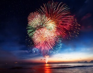 the spectacular fireworks display lighting up the night sky with vibrant colors