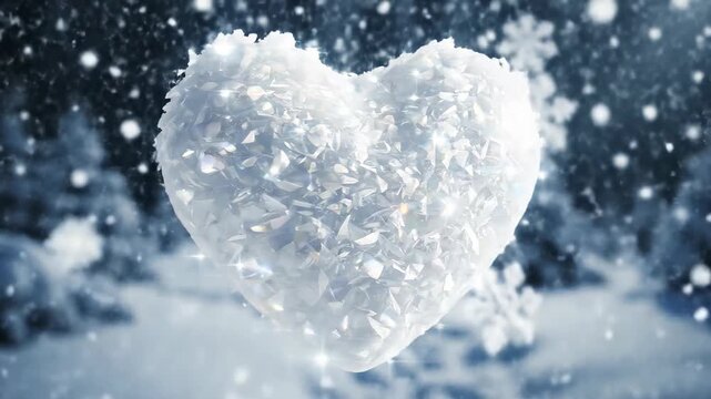 Captivating Winter Heart Decor with Snowflake and Snowfall Effects