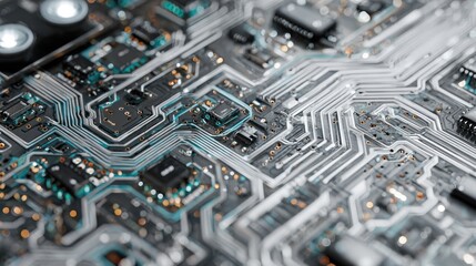 Detailed Motherboard Close-Up Showcasing Intricate Circuitry and Components