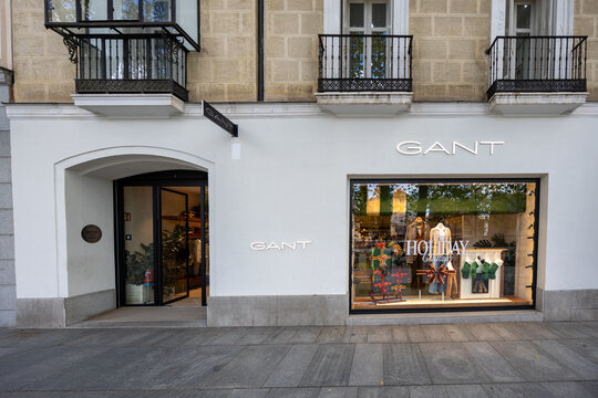 Madrid, spain; 11 05 2025 gant fashion retail storefront on a city street
