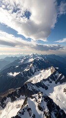 Aerial view of snow-capped mountain range