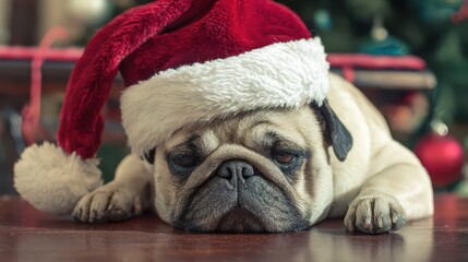 Pug in festive hat loving New Year!