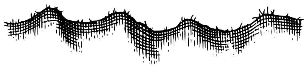 Torn woven fabric strip with frayed edges vector illustration