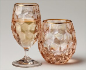Intricately designed glassware combining crystal clarity with elegant metallic opal-inspired artistry