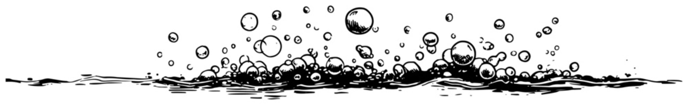 Bubbling water surface with foam and splashes vector illustration