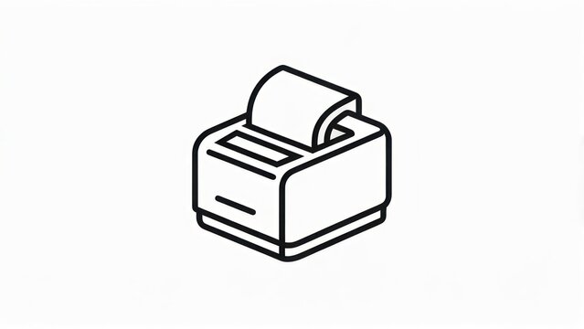 Simple black and white line drawing of a receipt printer with paper roll