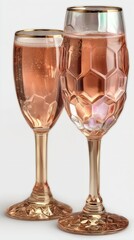 Luminous drinking glasses displaying intricate craftsmanship and serene pastel-golden gradients