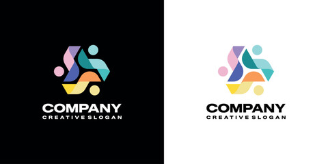Logo Symbol Community Team People United Social Network Connection Modern Abstract Colorful
