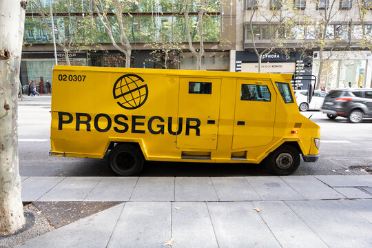 Madrid, spain; 11 05 2025 prosegur armored truck transporting valuables on urban street