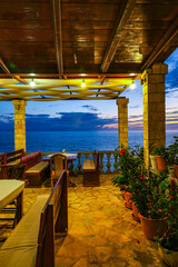 Night scenic view of Ulcinj Fortress resort, Montenegro, Europe