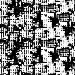 Abstract high-contrast pattern featuring scattered ink strokes and graphic shapes.