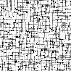 Monochrome pattern with dense artistic marks and bold abstract brush elements.