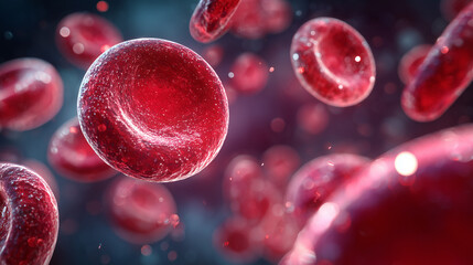 red blood cells flowing through vein, haemoglobin, anaemia concept, women's menstrual health, 3d medical healthcare