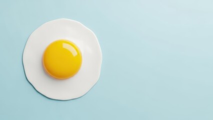 Sunny-side up egg on light blue background